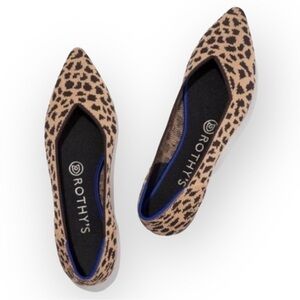 Rothy’s The Point Pointed Slip On Flats Animal Print Brown Cheetah Leopard